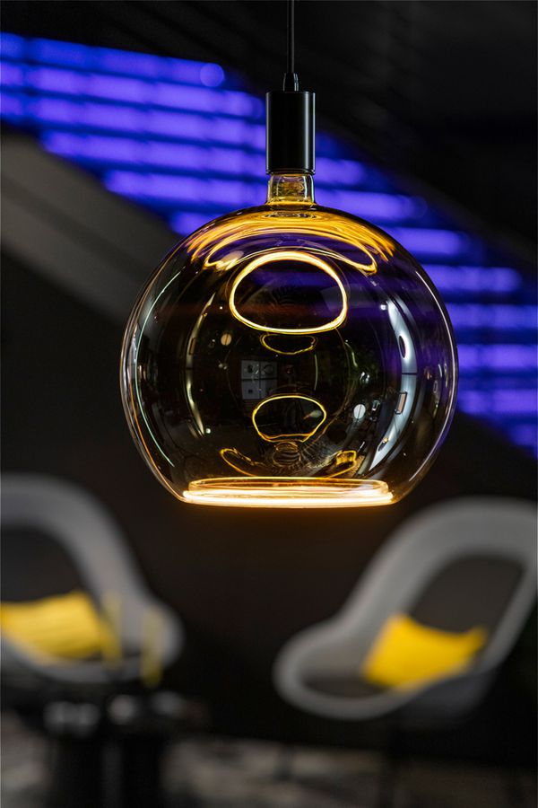 LED-Lampe SLV Floating Globe E27 8W 1900K DIM mattiert Rauch schwarz Ø300×320mm