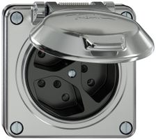 UP-Steckdose ELEMENT 3×Typ 13 1×S 10A 250V IP20 mit Klappdeckel aluminium