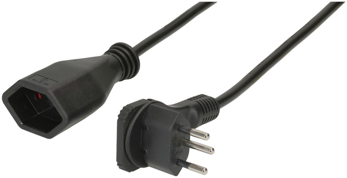 Prolunga MH T12 angolo piatto/T13 protezione bambini Td 3×1mm² 1m nero