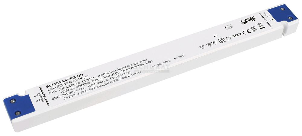 Bloc d'alimentation DOTLUX, p.bandes LED, 100W, 24VDC, 0…4.17A 298×30×17mm IP20
