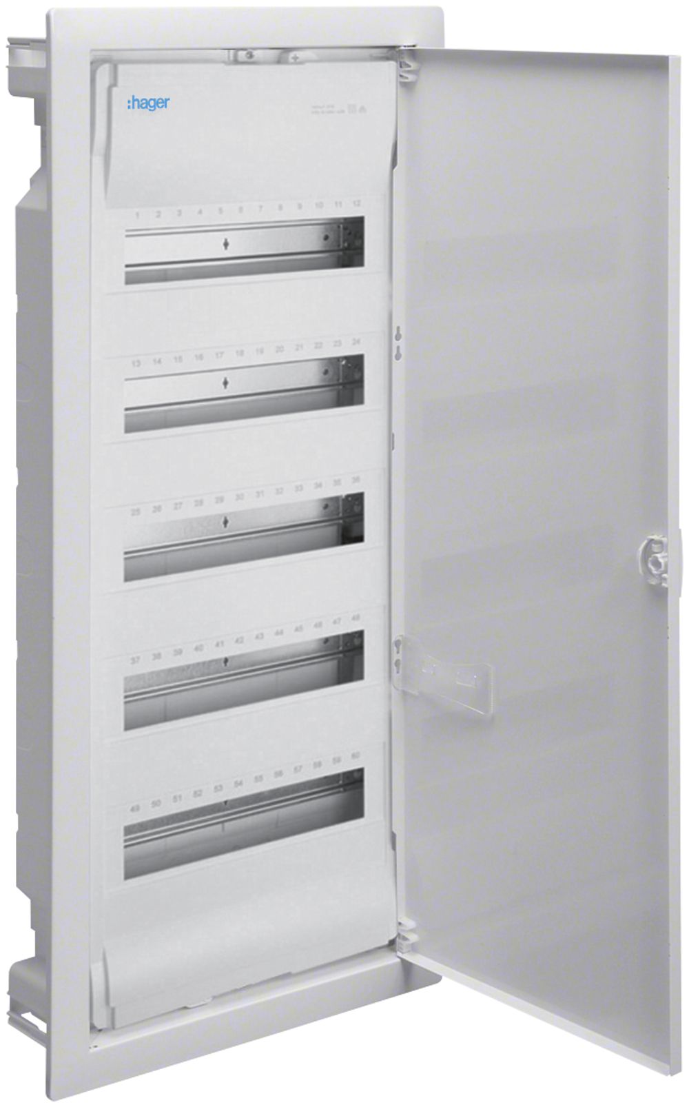 Coffret de distribution ENC Hager volta 5 rangées 60UM porte IP30 348×880×94.5mm