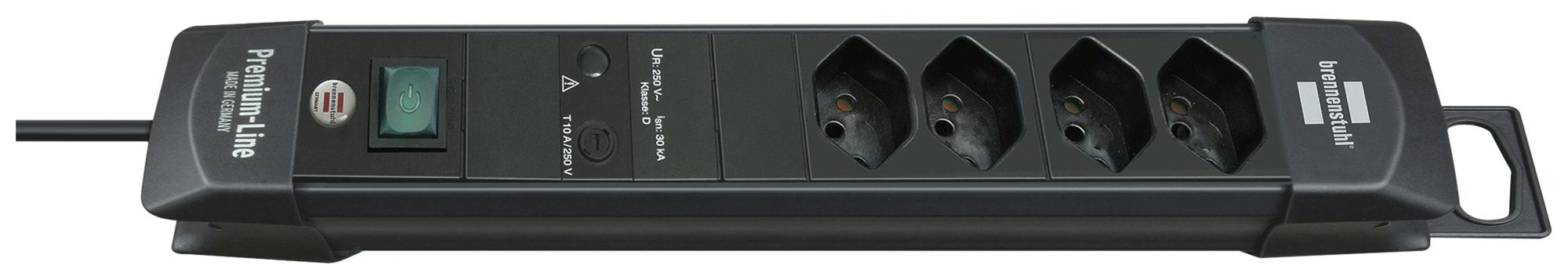 Prise multiple Premium-Line interrupteu.max.60000A 4×T13 1.8m H05VV-F 3×1mm² no