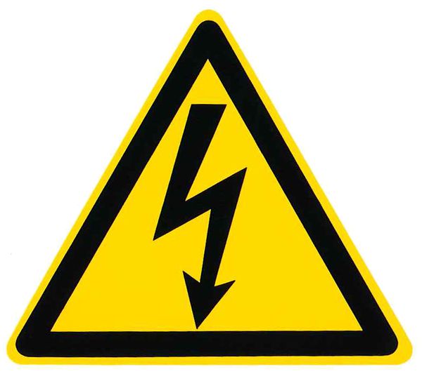 Warnschild Kunststoff B=65mm Pfeil selbstklebend