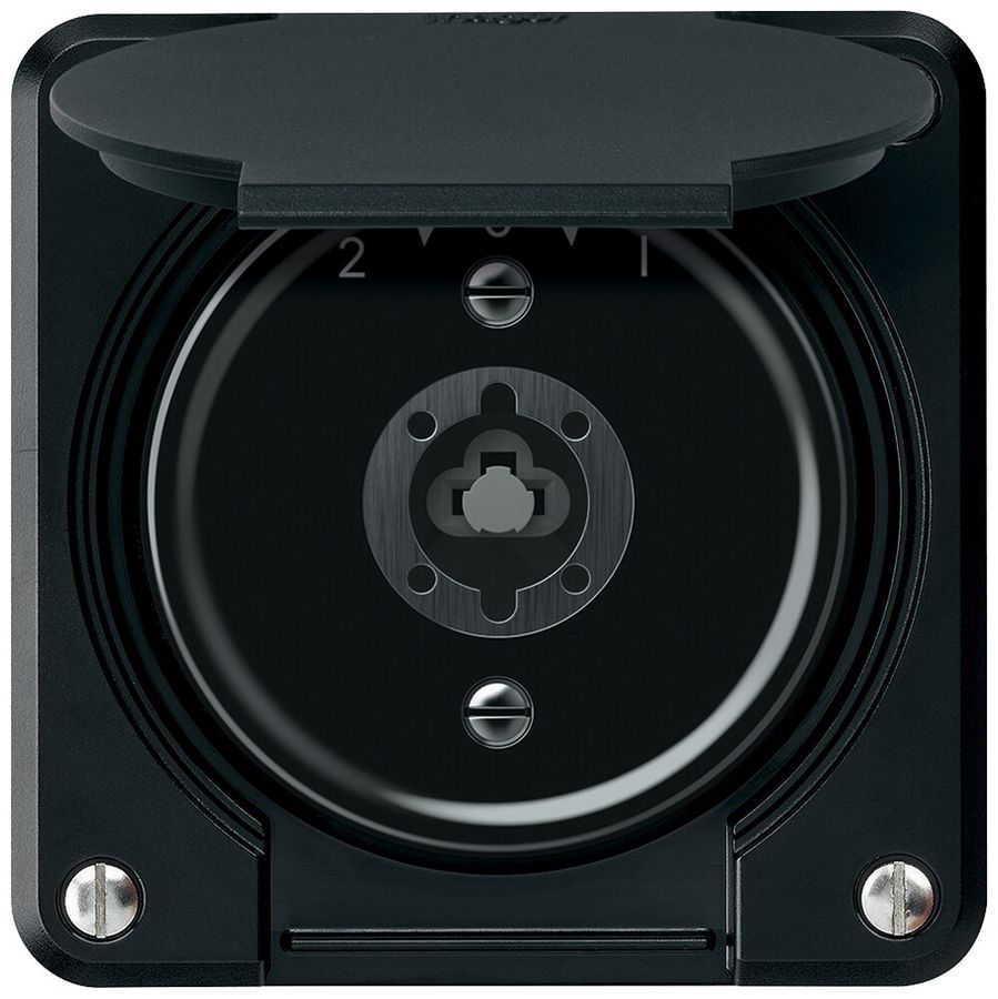 Schlüsselschwenktaster robusto 1P 2NO 2CO 20A 250V 86×86mm schwarz