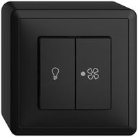 Interrupteur AP pour lum.et ventil. EDIZIOdue noir, contrôle, LED jaune