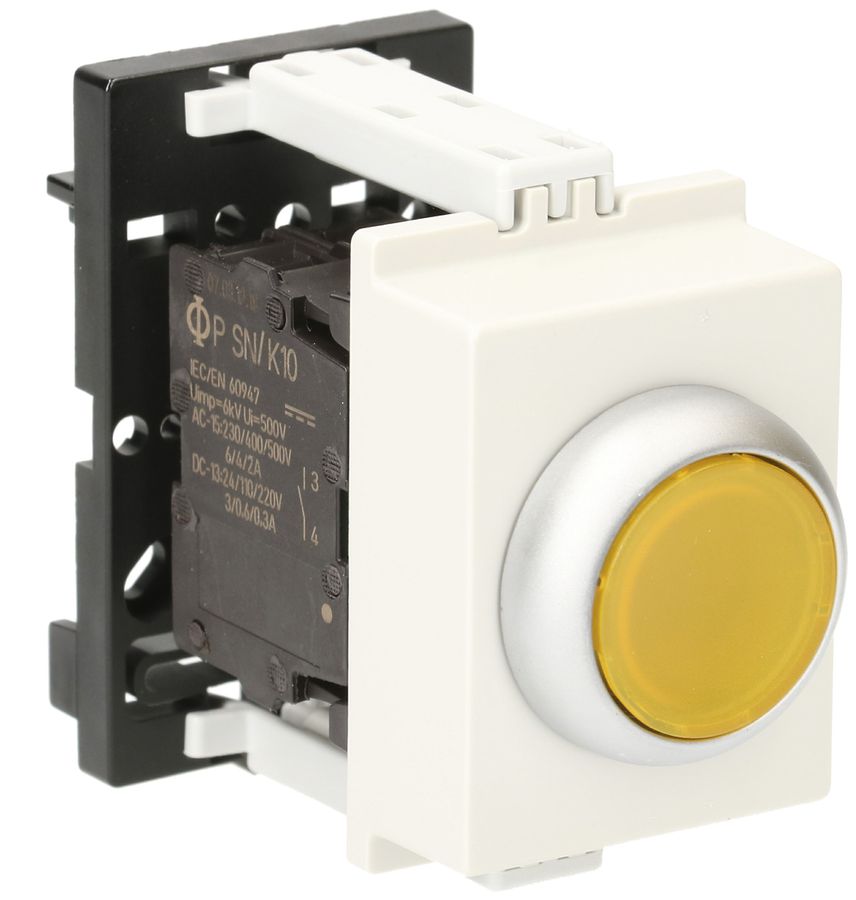 REG-Leuchttaster K&N, 24VAC/DC, 1S 6A, 2TE, Kalotte gelb