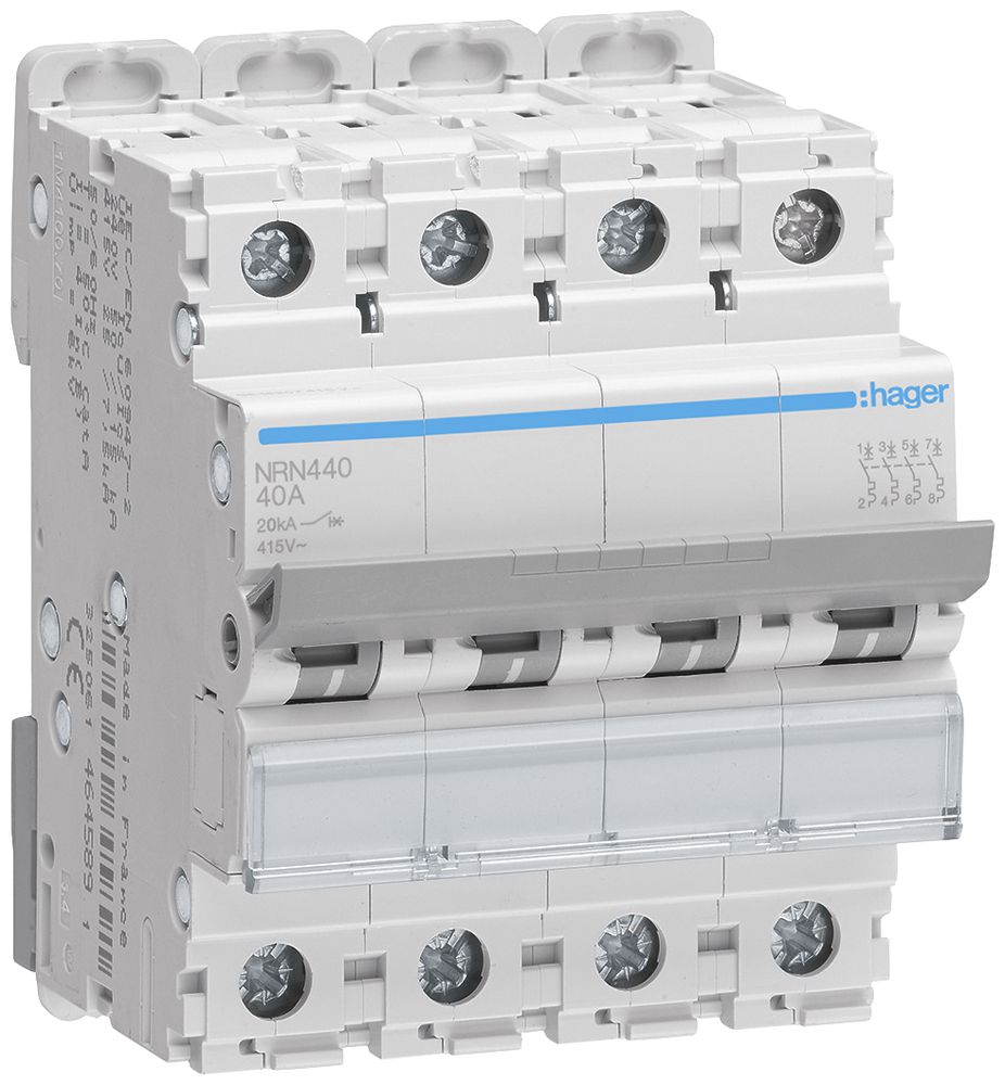 Leitungsschutzschalter Hager MCB 4P 415V Typ C 40A 4TE