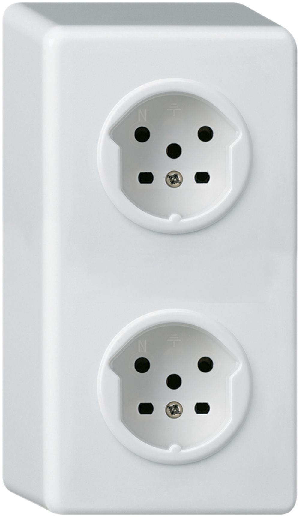 AP-Kombination 2×1 HA basico 2×Typ 15 mit Steckklemmen weiss