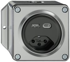 Prise de charge USB AP ELEMENT 1×USB-A 1×USB-C 3000mA + 1×T13 aluminium