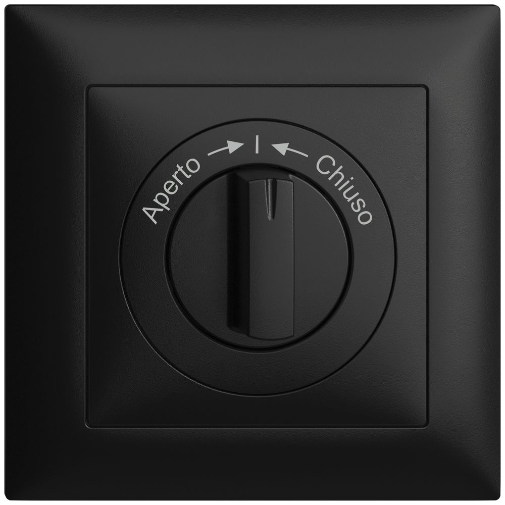 Frontset EDIZIOdue Aperto->I<-Chiuso schwarz 88×88mm für Schwenktaster