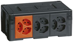 Consolidation Point Hager avec 2 pièces 3×T13 et 1 pièce 3×T13 orange, noir