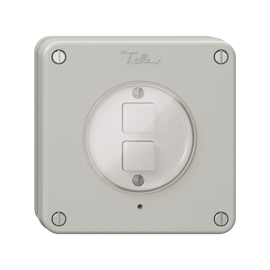 Poussoir KNX NUP 2× NEVO RGB avec sonde de température, gris clair