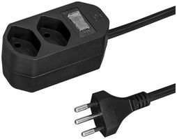 Steckdosenleiste COMPACT 1.5m 2×T13 mit Ausschalter, schwarz
