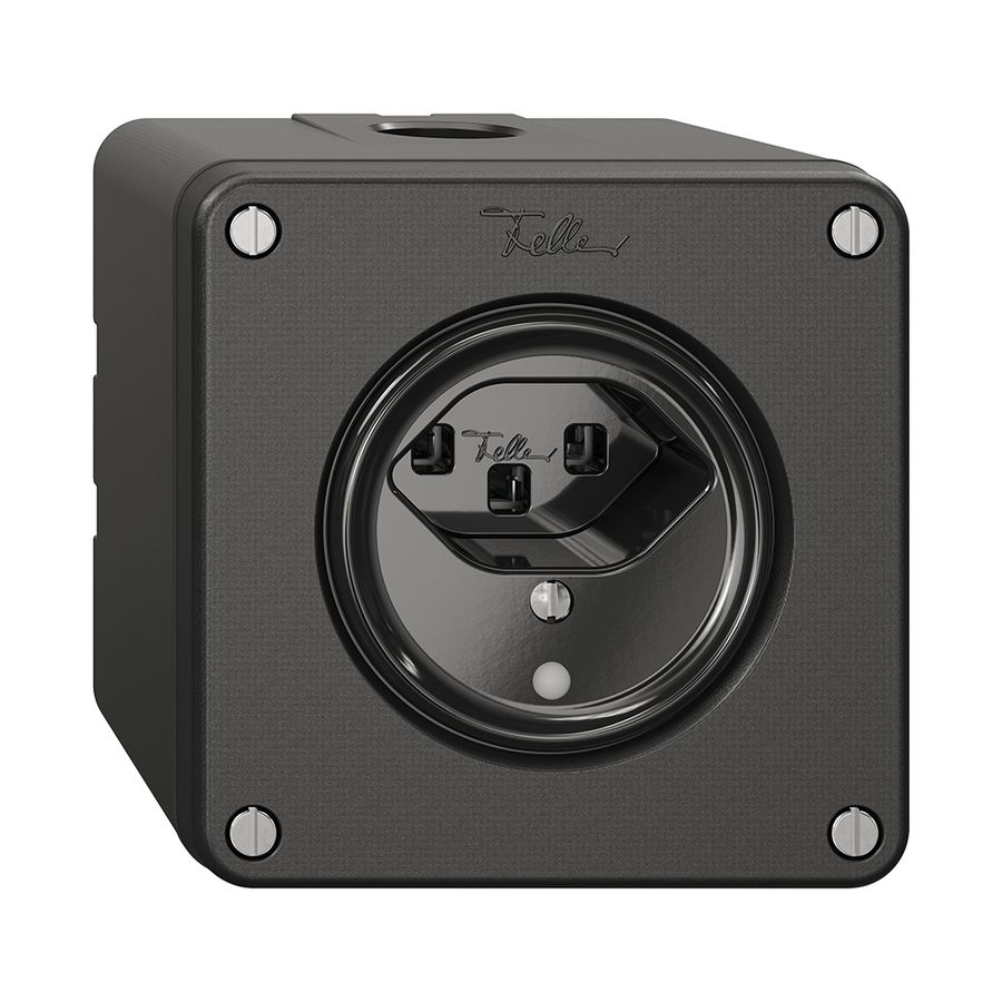 Presa NAPU NEVO, 1×T23, c.LED, nero