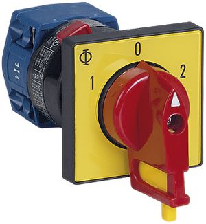 EB-Drehschalter K&N, 16A/400V 2/1L, Griff rt, 48×48mm, Ø22.5mm, "1-0-2"
