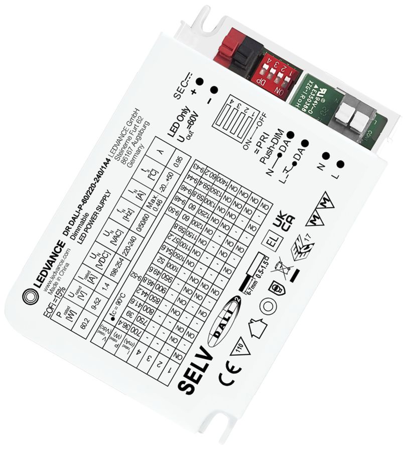 Convertitore LED LEDVANCE DR DALI IP20 60W 700…1400mA DALI