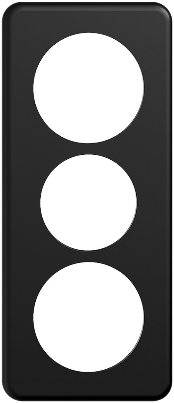 Abdeckplatte STANDARDdue 3×1 schwarz 1×Ø58, 1×Ø50, 1×Ø58
