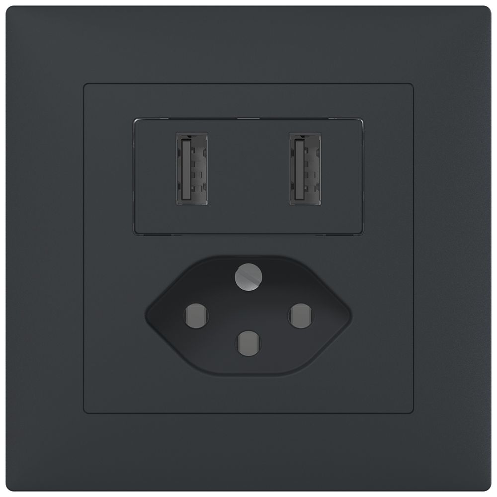 Prise de charge USB+T13 ENC SIDUS B 240V max.2400mA anthracite