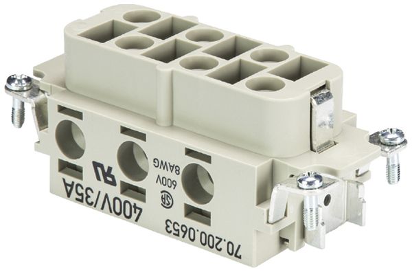 Insert p.douille Wieland Electric revos POW BUS 6 6,0 40 AG 6 35A 400V 2.5…6mm²