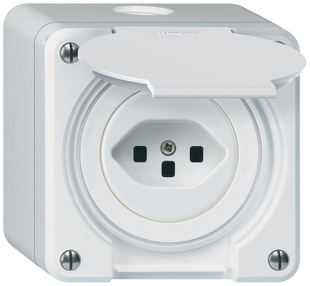 AP-Steckdose robusto Typ 23 weiss mit Steckklemmen