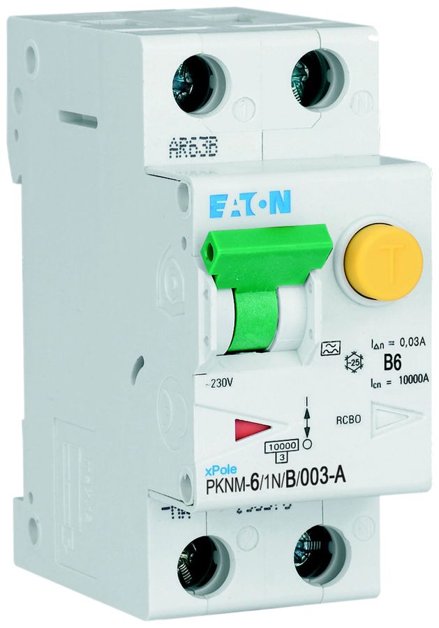 Disgiuntore differenziale Eaton PKNM-6/1N/B/003-A-MW 2P 230V B 6A 0.03A 2UM 10kA