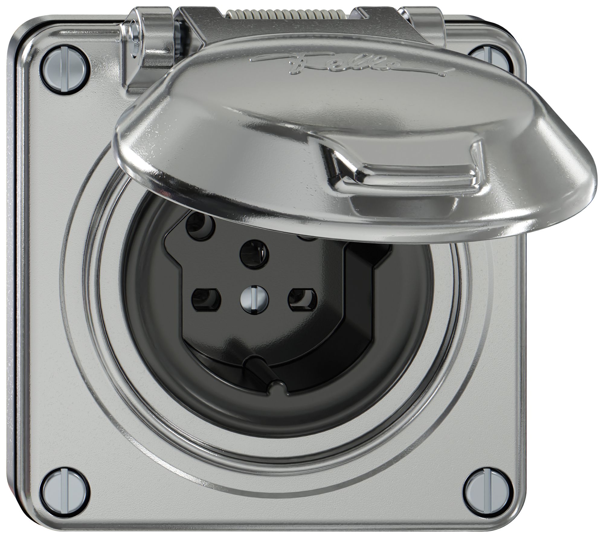 UP-Steckdose ELEMENT SNAPFIX® 1×Typ 15 10A 440V mit Klappdeckel IP20 alu