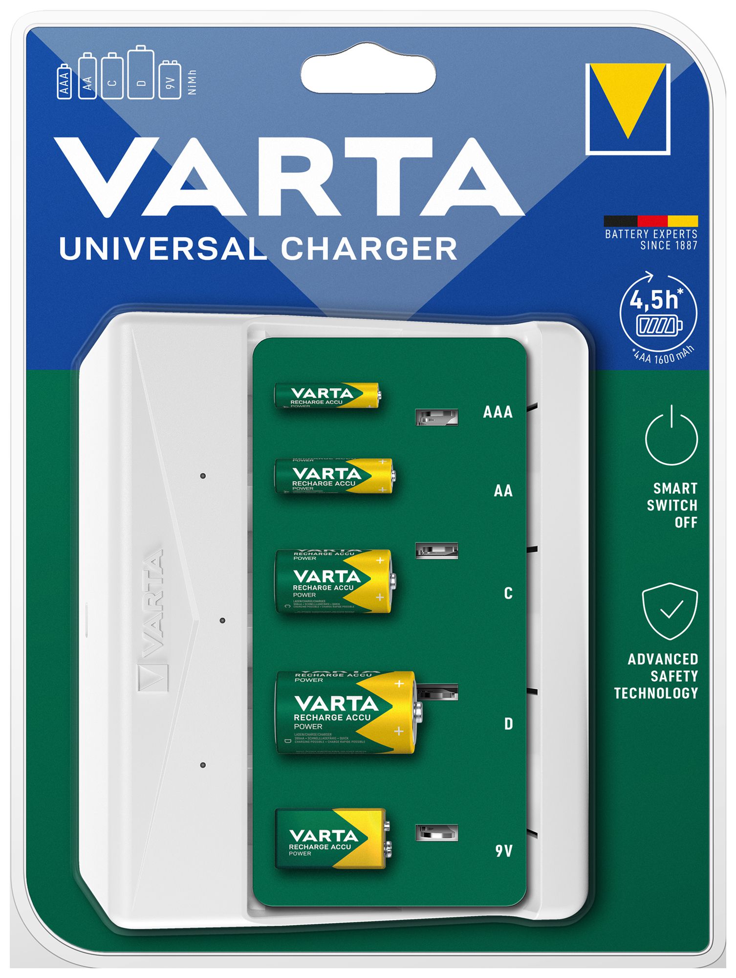 Chargeur VARTA Universal Charger AA/AAA/C/D/9V sans piles
