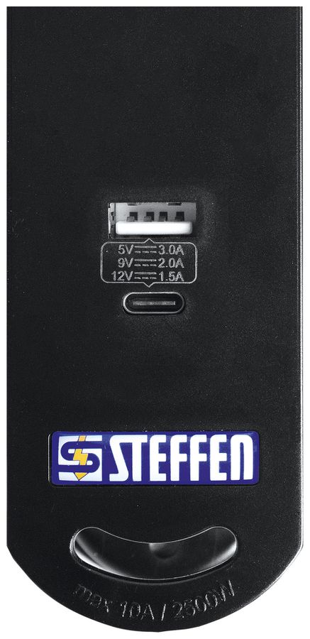 Presa multipla Steffen VARIABL magnet. 6×T13 1×USB-A 1×USB-C interruttore 3m ne