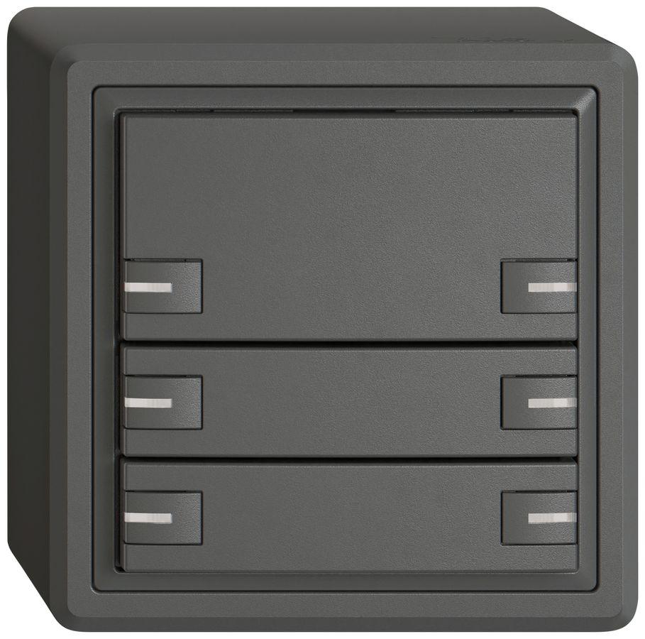 Poussoir KNX RGB AP EDIZIO.liv SNAPFIX® capteur temp.RGB-LED 6× comm.1T grf