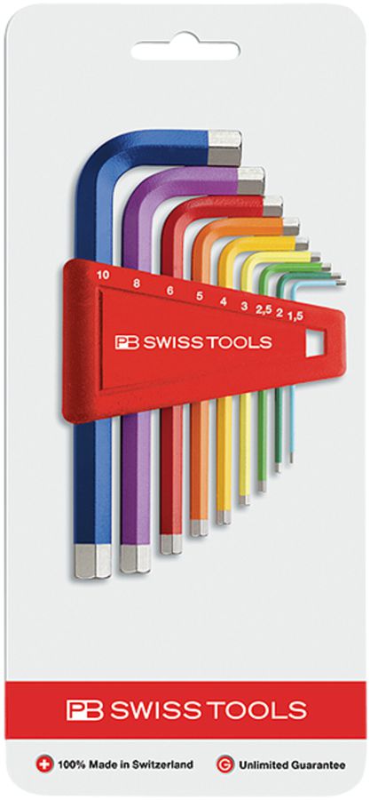 Jeu de clés mâles coudées PB 210 H-10 RB CN 1.5, 2, 2.5, 3, 4, 5, 6, 8, 10