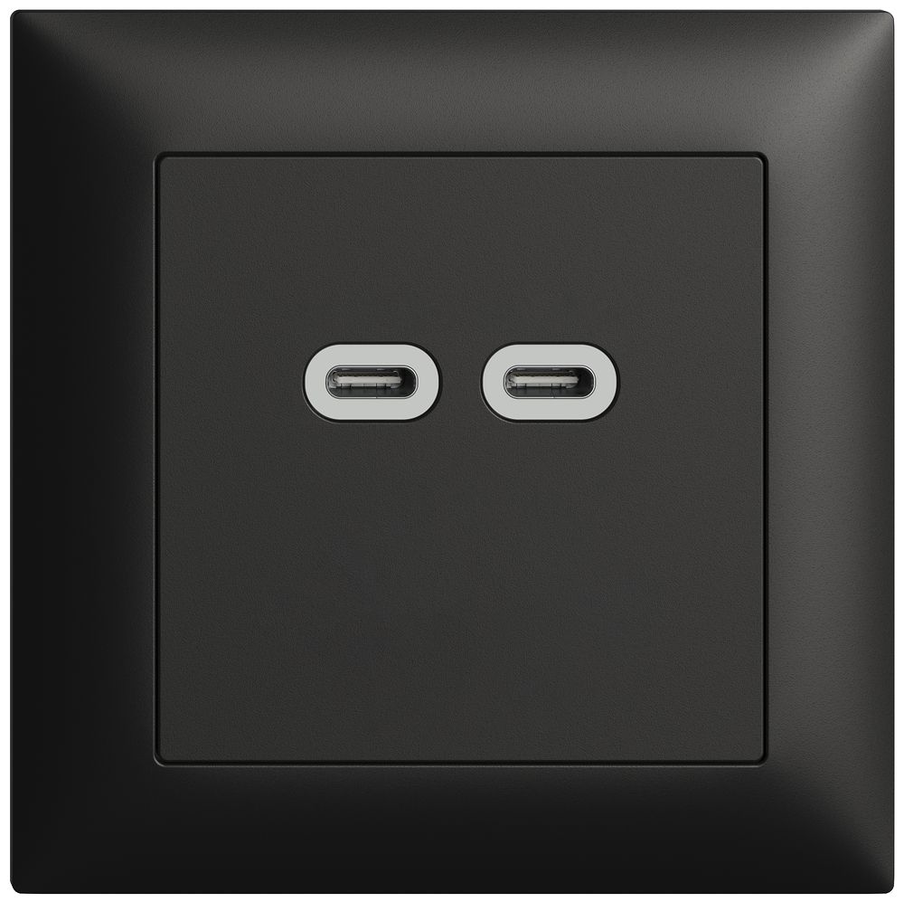 UP-Steckdose USB 18W 2×Typ C Feller EDIZIOdue FMI 230V 3600mA schwarz