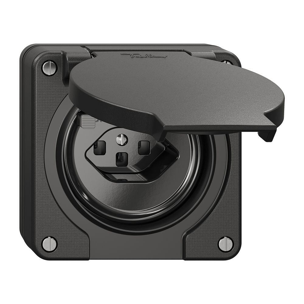 NUP-FI-Steckdose NEVO, 30mA, Typ 23, mit Anschlussklemmen, schwarz