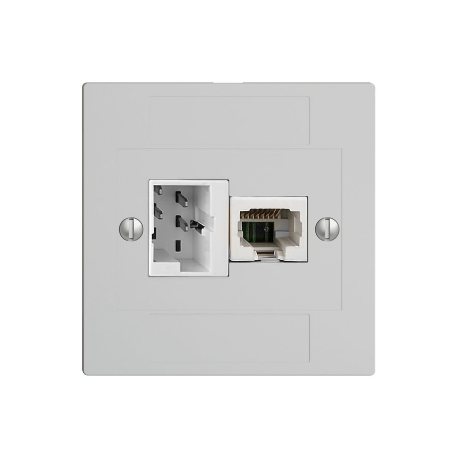 UP-Anschlussdose 1×TT,1×RJ45/u 4P EDIZIOdue hellgrau ITplus ITM