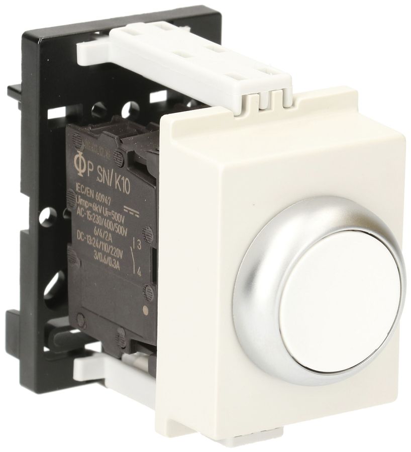 Poussoir AMD K&N, 1F/1O 6A, 2UM, calotte blanc