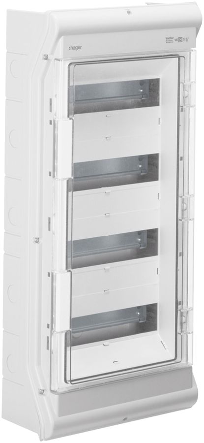 Coffret de distribution AP Hager vector 4 rangées 12UM IP65 310×677×151mm