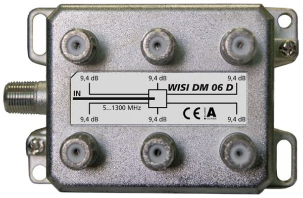 F-Verteiler WISI DM06D 6-fach 9.4dB 5…1300MHz