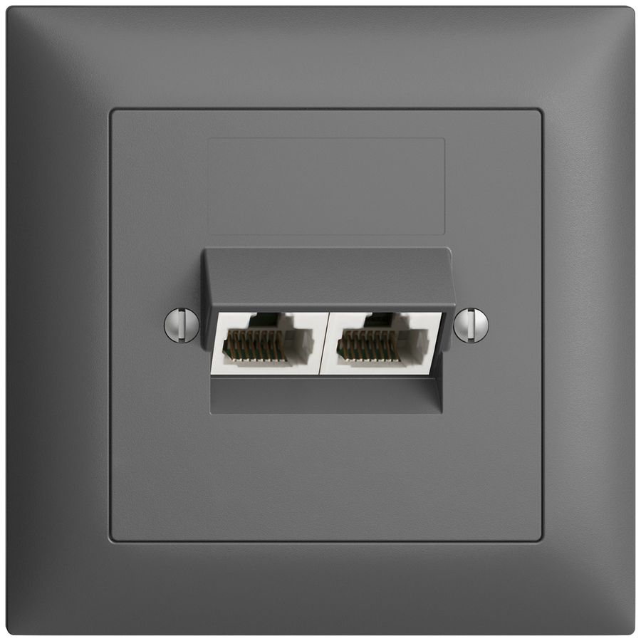 UP-Anschlussdose 2×RJ45/u 4P getr. EDIZIOdue dunkelgrau ITplus