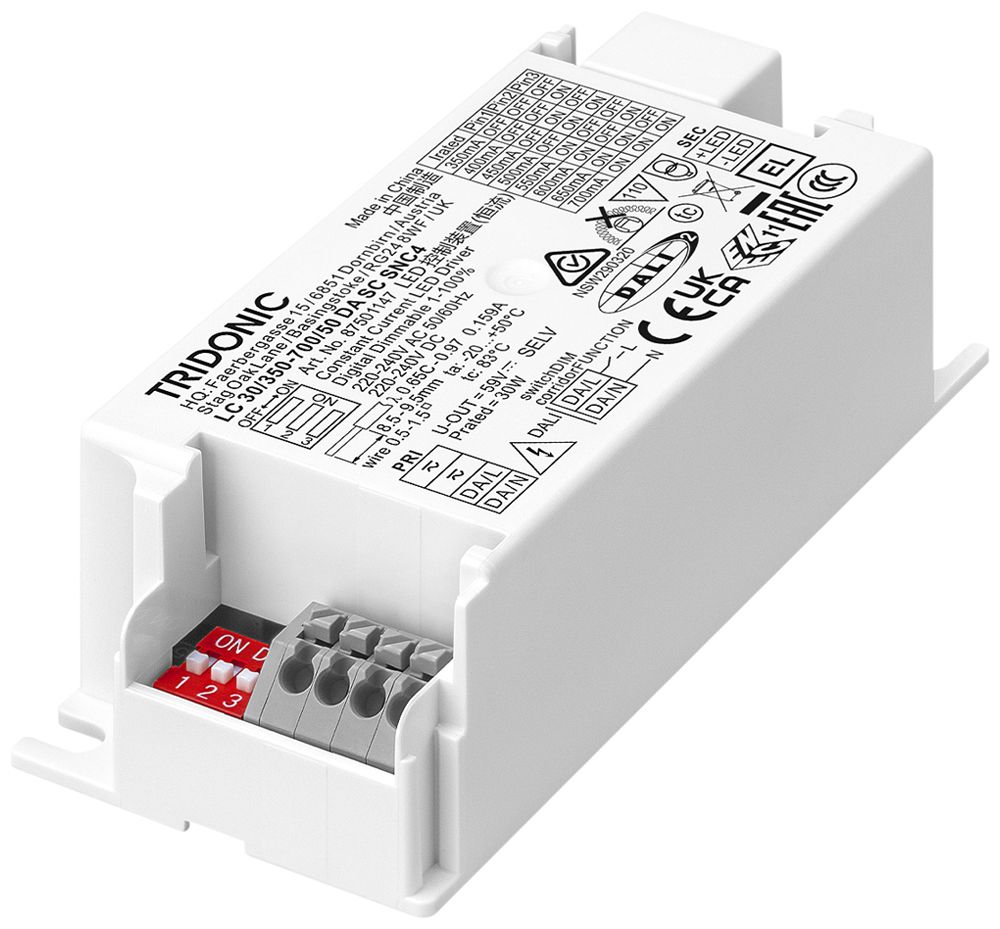 Alimentation LED Tridonic LC SNC4 5…30W 59V 350…700mA DALI2 127×34×30mm