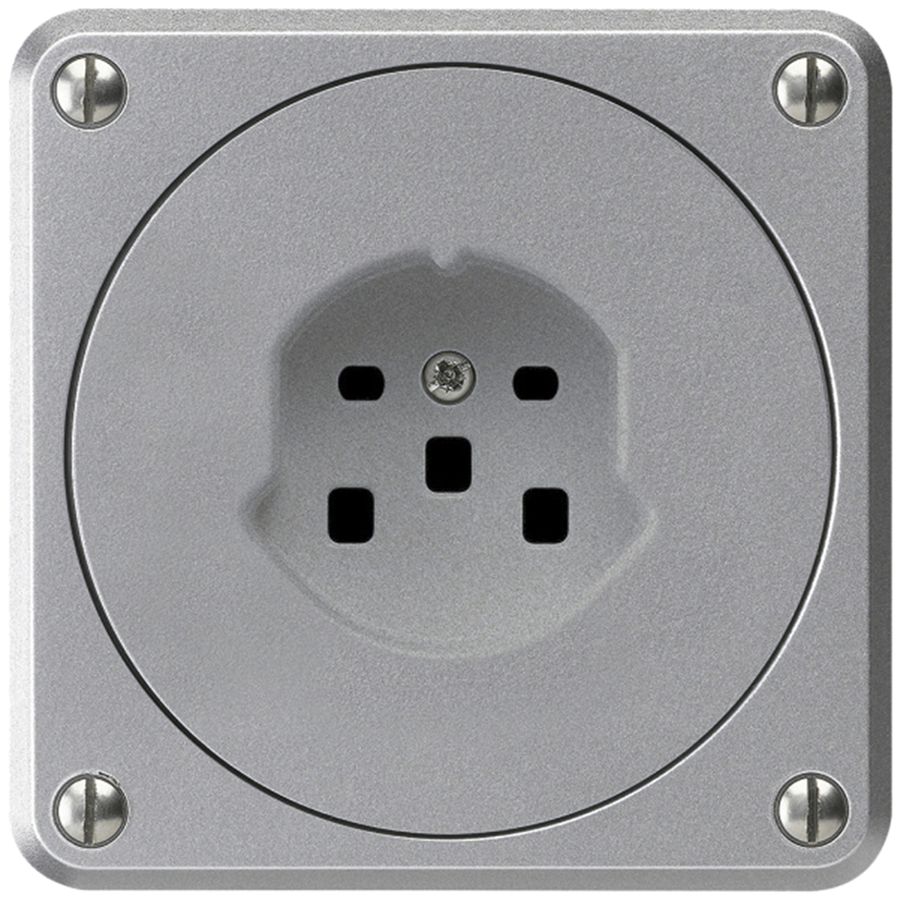 UP-Steckdose HA robusto Typ 25 mit Steckklemmen aluminium