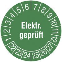 Prüfplakette CIMCO "Elektrisch geprüft 22" Ø20mm grün