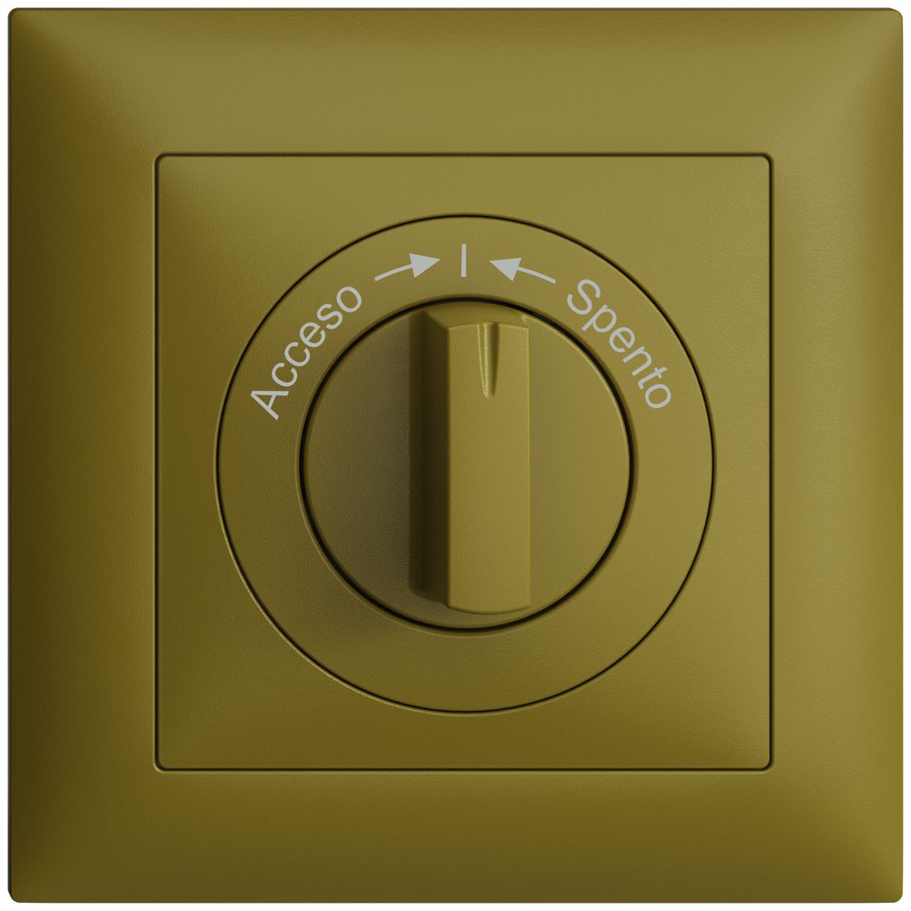 Kit frontal EDIZIOdue Acceso->I<-Spento olive 88×88mm pour contact pivotant