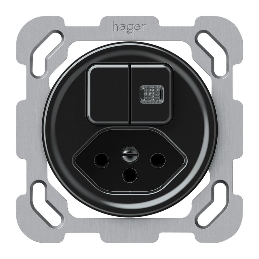 Combinazione INC origin sch 3+3 + 1×tipo 13 77×77mm 1×luminoso nero