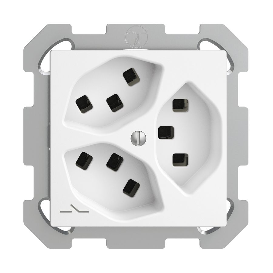 UP-Steckdose 3×T23 Feller EDIZIOdue FM, 1×getrennt, Steckklemmen, weiss