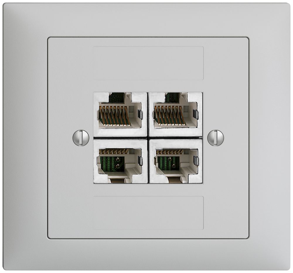 EB-Dose 4×RJ45/s 4P getr. EDIZIOdue hellgrau ITplus