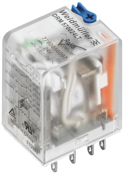 Relais WM DRM570110LT 4CO AgNi(+Au) 99…143VDC 5A/250VAC Prüftaste