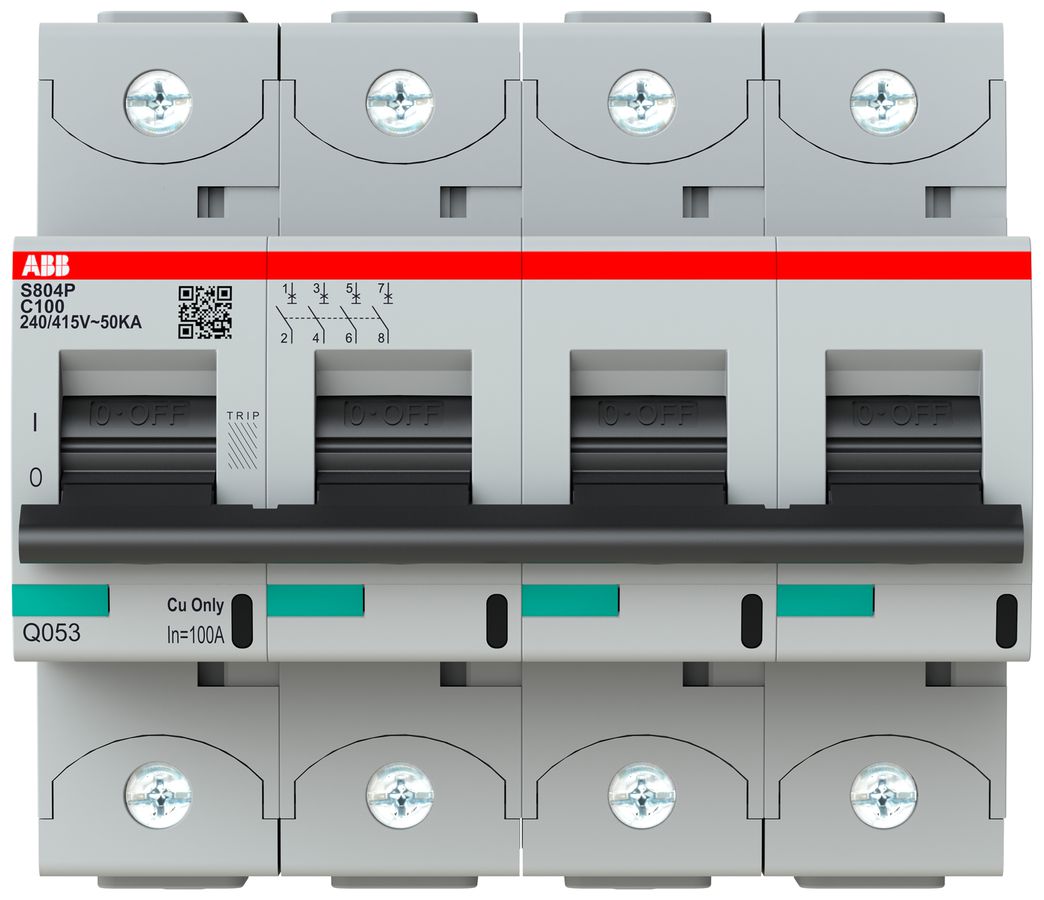 Leitungsschutzschalter ABB S804P-C100 4P 400V C-100A 50kA 6TE
