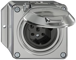 Prise AP ELEMENT SNAPFIX® 1×type 25 16A 440V avec clapet IP20 alu