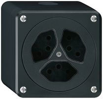 AP-Steckdose robusto 3×Typ 13 schwarz ohne Klappdeckel
