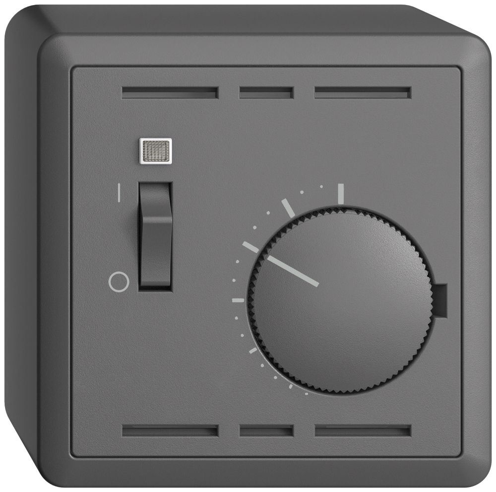 AP-Raumthermostat EDIZIOdue dunkelgrau, mit Schalter