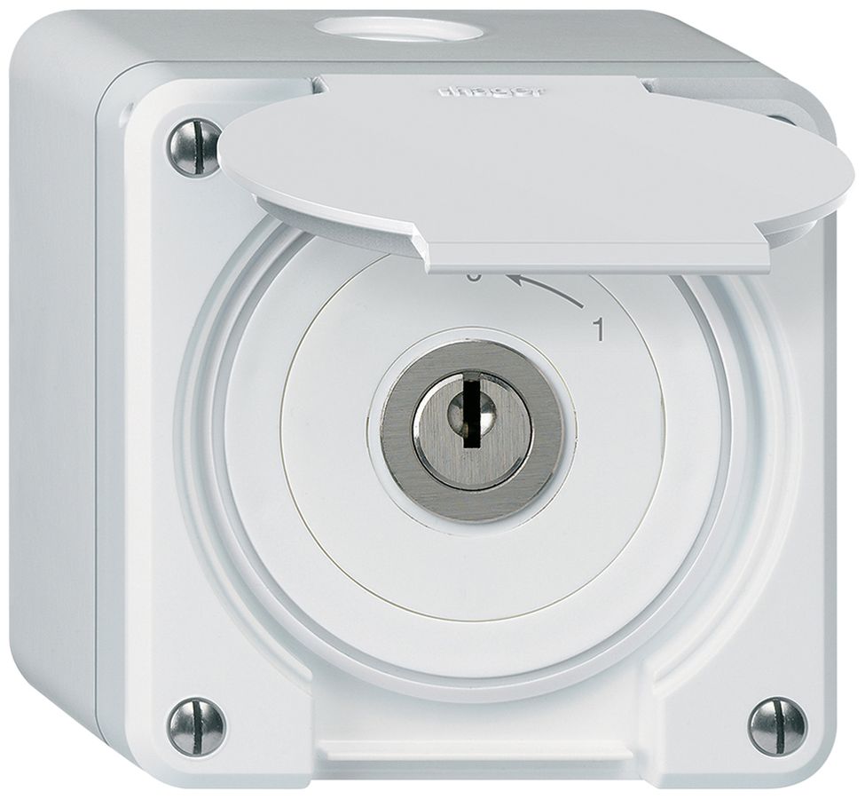 AP-Schlüsselschwenktaster robusto IP55 weiss mit Deckel 1P